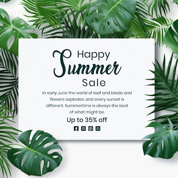 PSD a sign that says happy summer sale is displayed on a white background