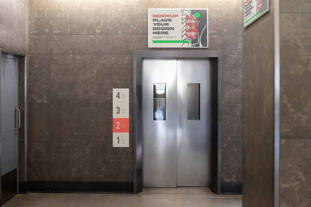 Signage mockup inside a lift