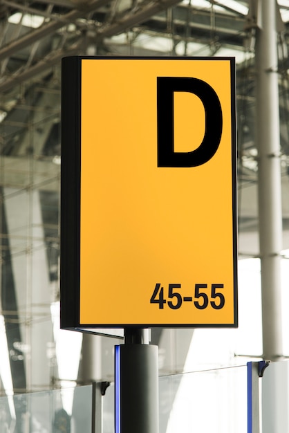 PSD signboard mockup at an airport