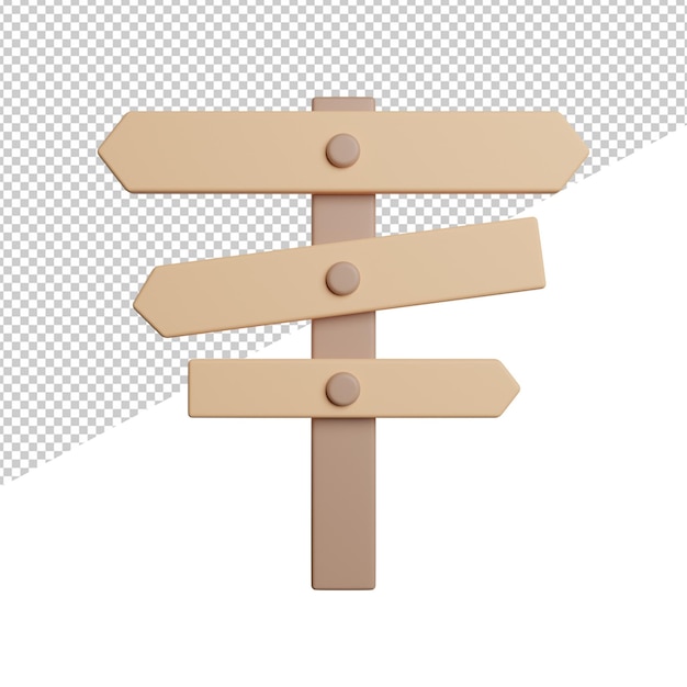 Signpost Navigation Way front view 3d icons rendering illustration on transparent background