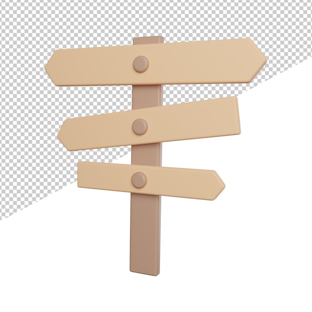 Signpost Navigation Way side view 3d icons rendering illustration on transparent background