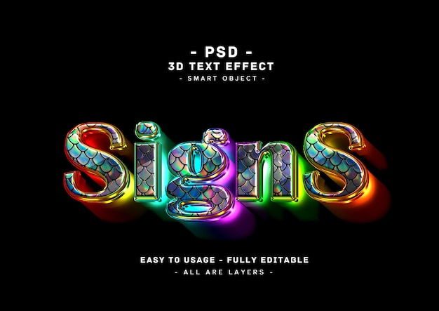 Signs 3d colors text style effect