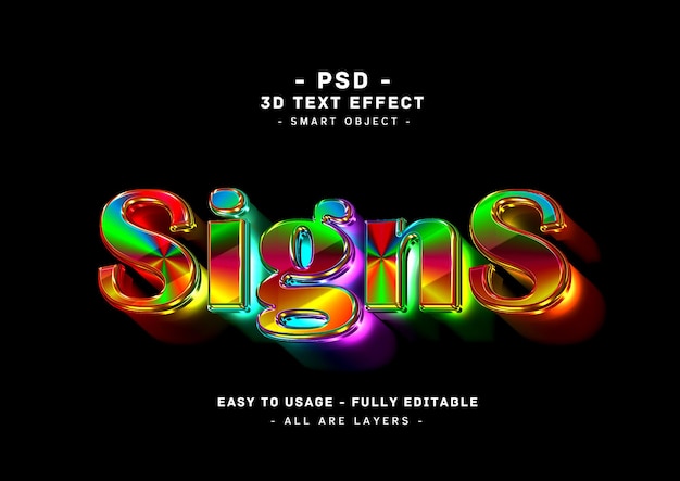 Signs 3d colors text style effect