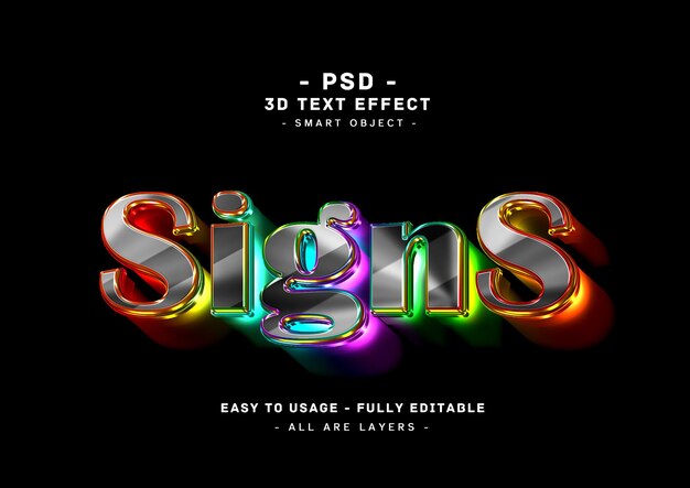 Signs 3d colors text style effect