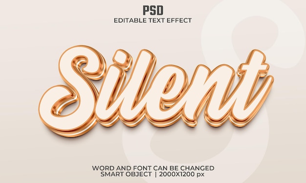 Silent 3d editable text effect Premium Psd with background