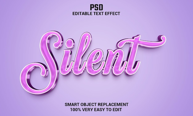 Silent 3d editable text effect with background Premium Psd