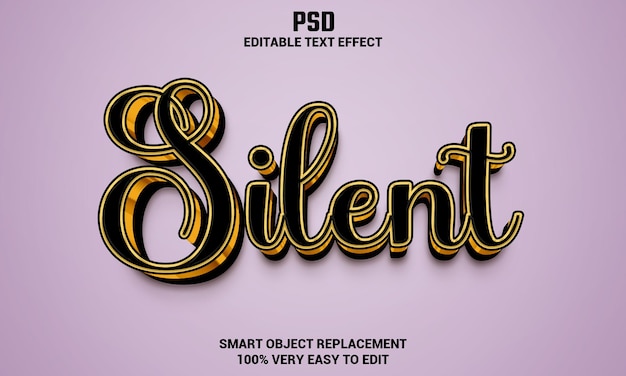 Silent 3d editable text effect with background Premium Psd