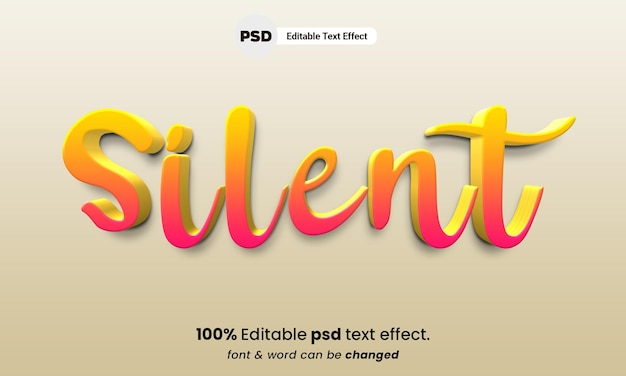 Silent 3d text effect style premium silent text effect