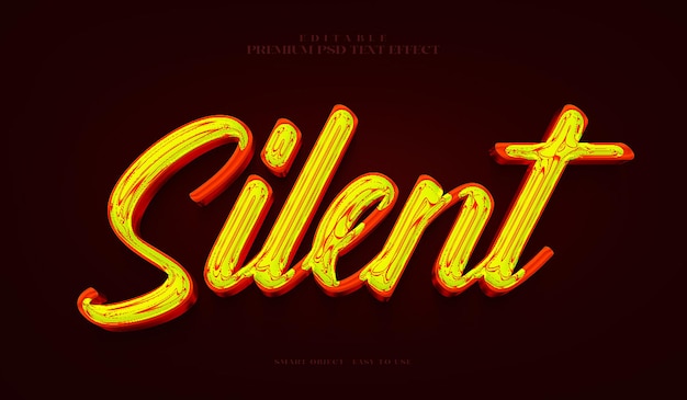 Silent editable premium psd 3d text effect