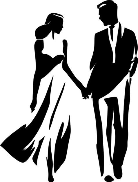 PSD silhouette couple embraces in romantic fullbody stencil portrait