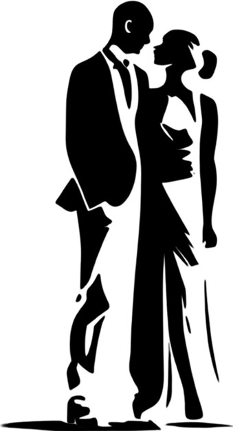 PSD silhouette couple embraces in romantic fullbody stencil portrait