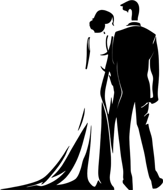 PSD silhouette couple embraces in romantic fullbody stencil portrait