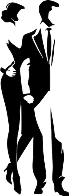 PSD silhouette couple embraces in romantic fullbody stencil portrait