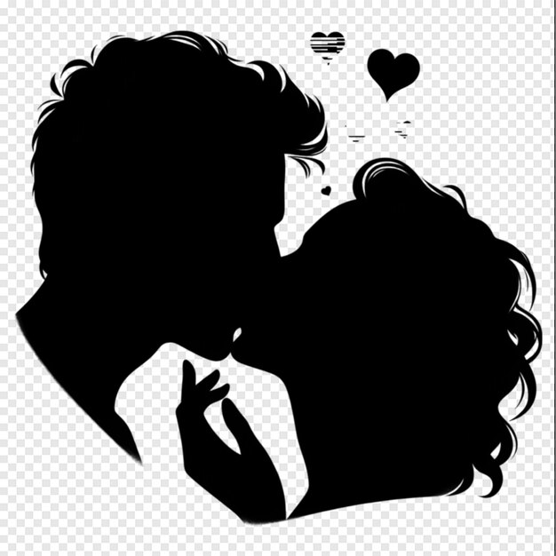 PSD a silhouette of a couple kissing and kissing