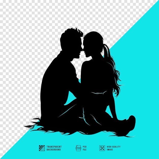 silhouette of a couple who love each other vector art style