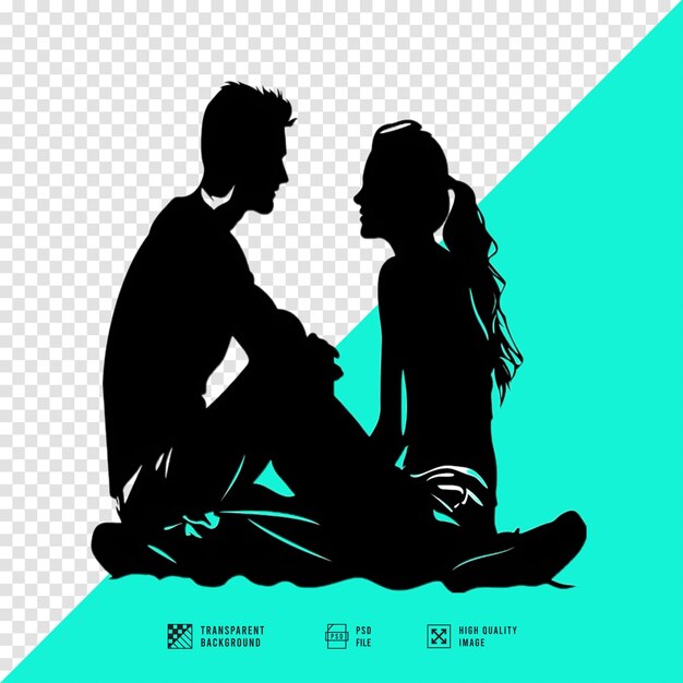 PSD silhouette of a couple who love each other vector art style