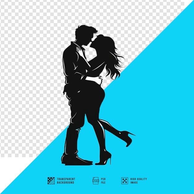 silhouette of a couple who love each other vector art style