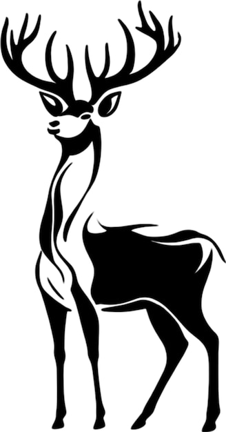 PSD silhouette deer stencil depicts elegant wildlife in black outline