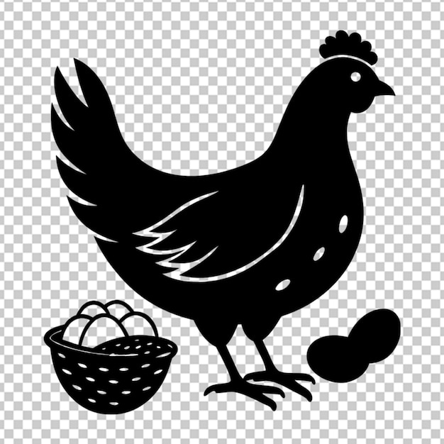 PSD silhouette hen with egg transparent background