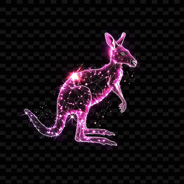 PSD a silhouette of a kangaroo with a glowing pink light