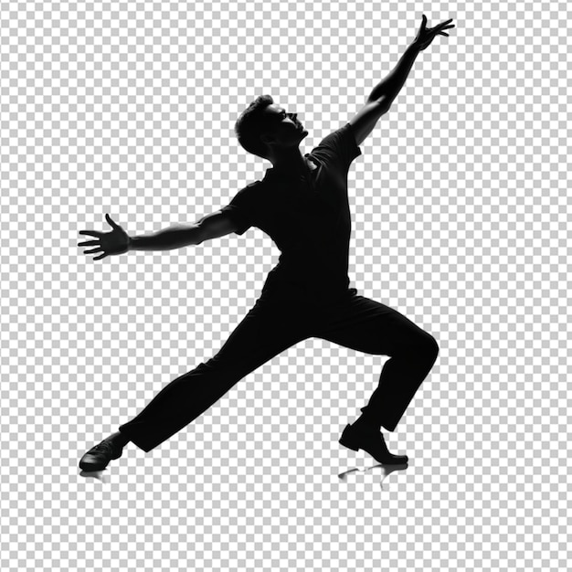 PSD silhouette man dancing transparent background