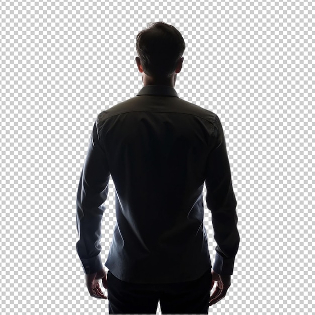 PSD silhouette of man from behind on transparent background