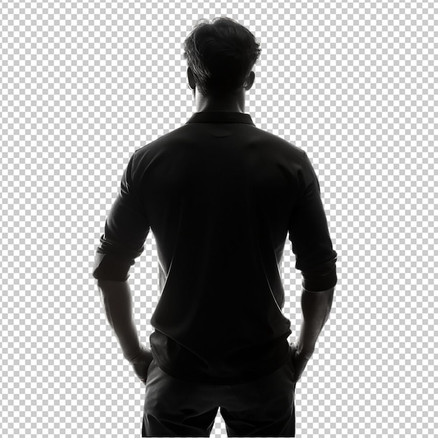 silhouette of man from behind on transparent background