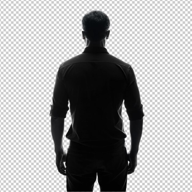 PSD silhouette of man from behind on transparent background