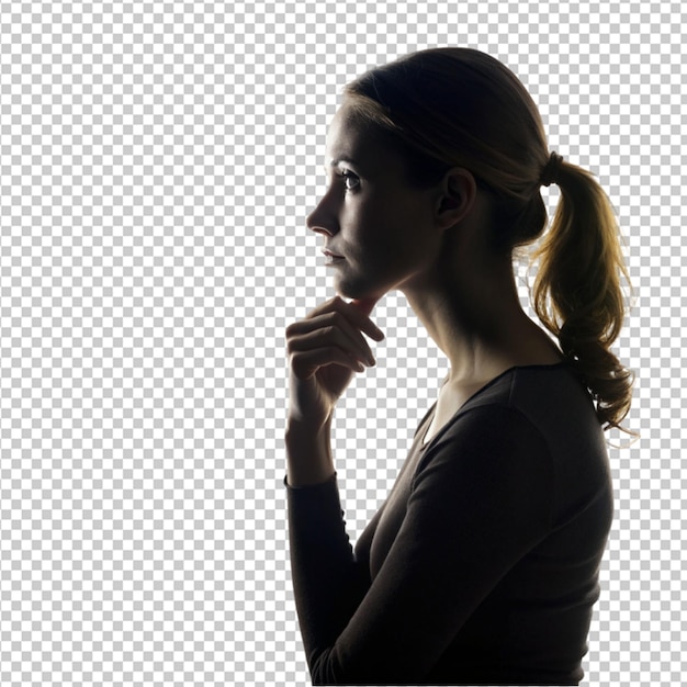 PSD silhouette pensive woman transparent background