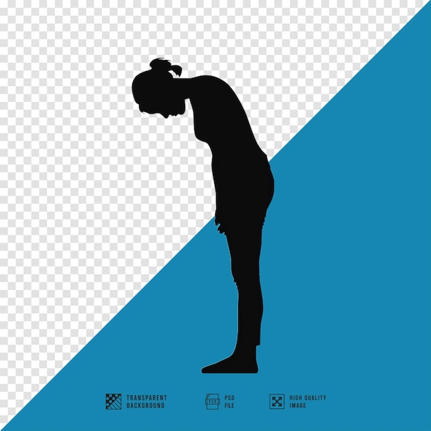 PSD silhouette of a person standing bowed down vector art style