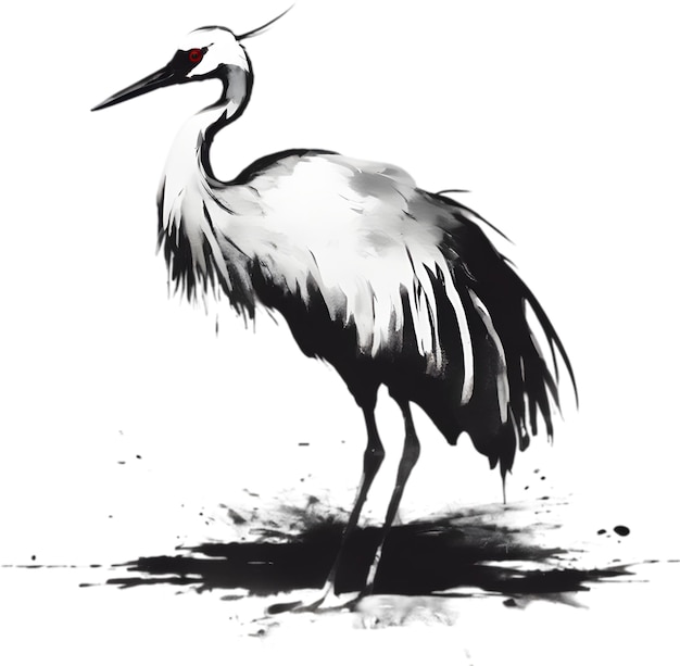 PSD silhouette portrait of a crane bird