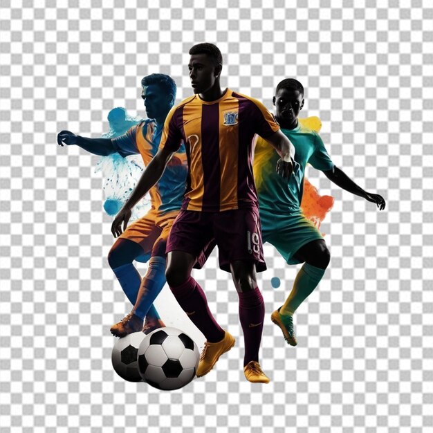 Silhouette soccer players on white background