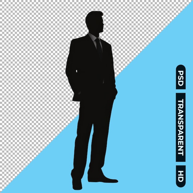 Silhouette of standing business man isolated on transparent background