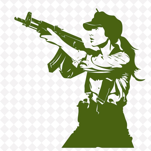 PSD a silhouette of a woman holding a gun with the words quot war quot on it