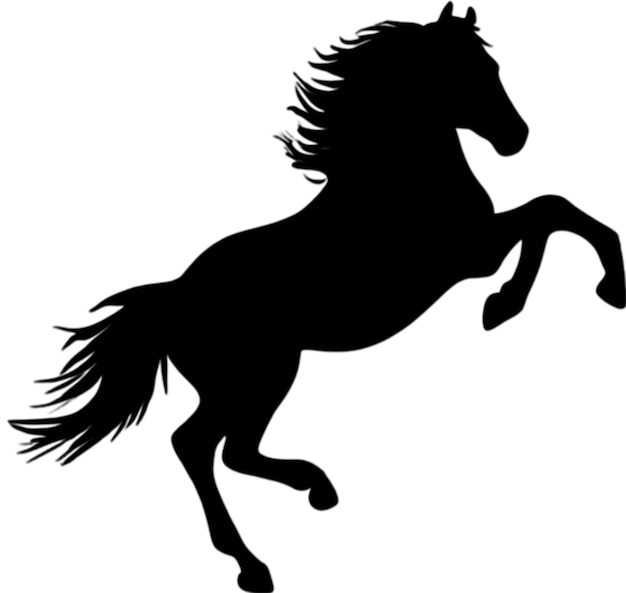 PSD silhouetted horse leaps gracefully in stencil design