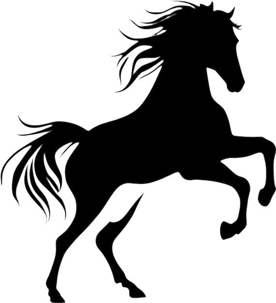 PSD silhouetted horse leaps gracefully in stencil design