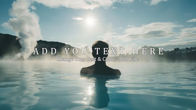 Silhouetted Man Enjoying a Relaxing Bath in the Blue Lagoon