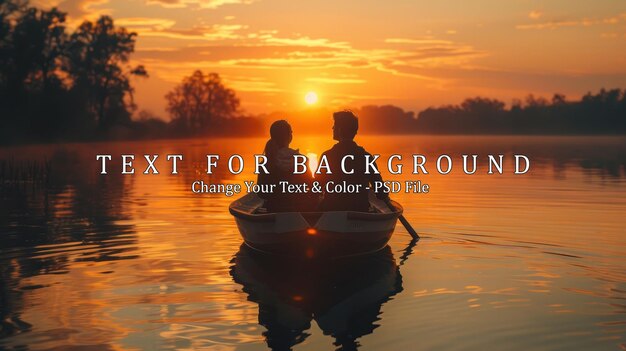 Silhouettes of a Couple in a Rowboat at Sunset