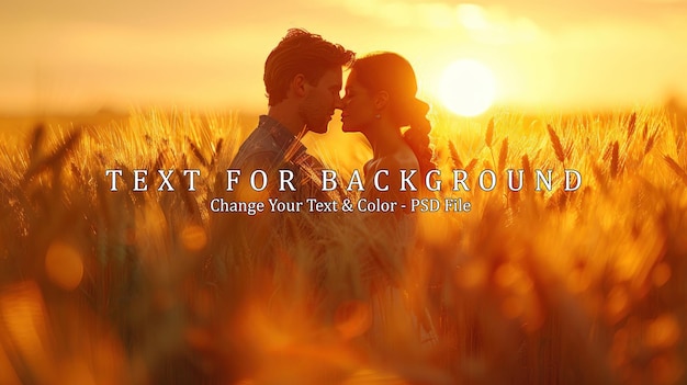 Silhouettes of Love in a Golden Wheat Field