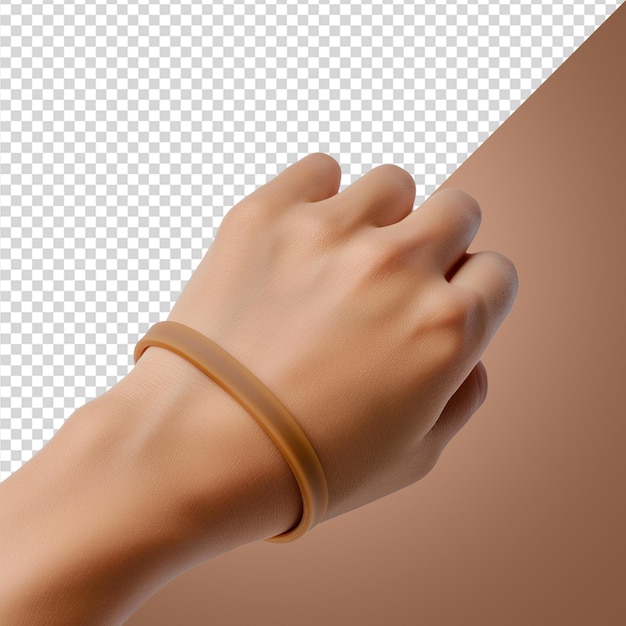 Silicone bracelet mockup on hand wrist png