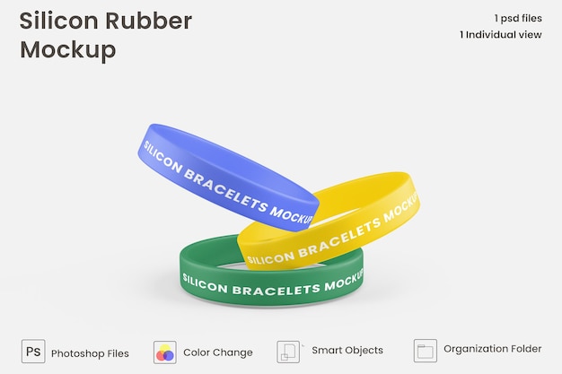 Silicone rubber bracelet mockup 