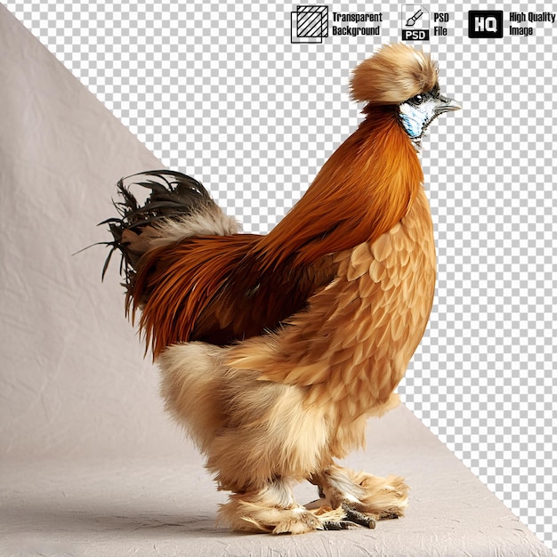 PSD silkie chicken full body on transparent background