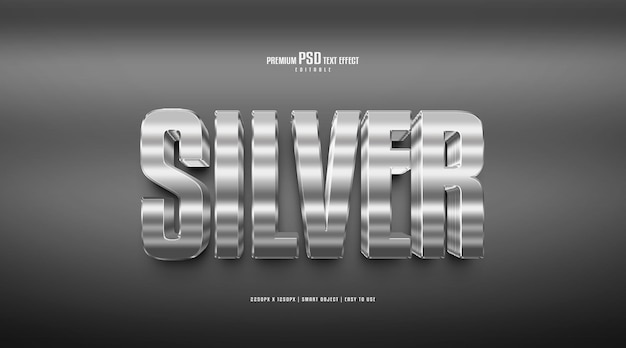 Silver 3d editable premium psd text effect