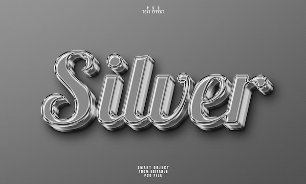 Silver 3D editable text effect