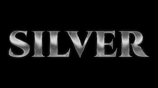 Silver 3d metallic editable font text effect style