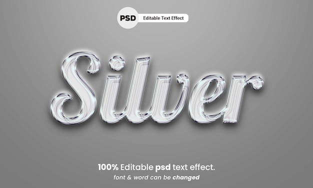 Silver 3d text effect style premium silver text effect