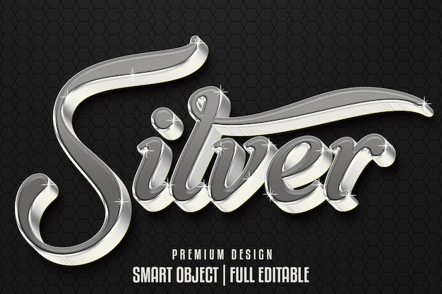 Silver 3d text effect style