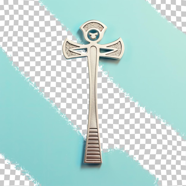 Silver Ankh with Egypt label on transparent background