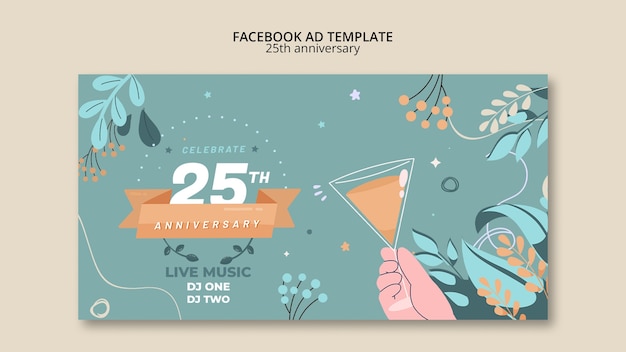 PSD silver anniversary facebook template