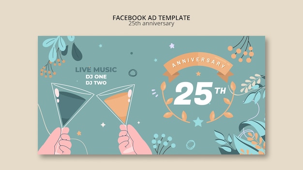 PSD silver anniversary facebook template